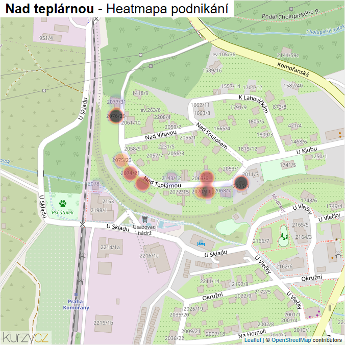Mapa Nad teplárnou - Firmy v ulici.