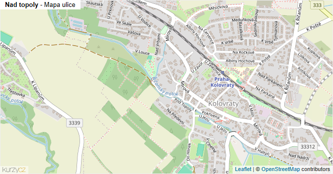 Nad topoly - mapa ulice