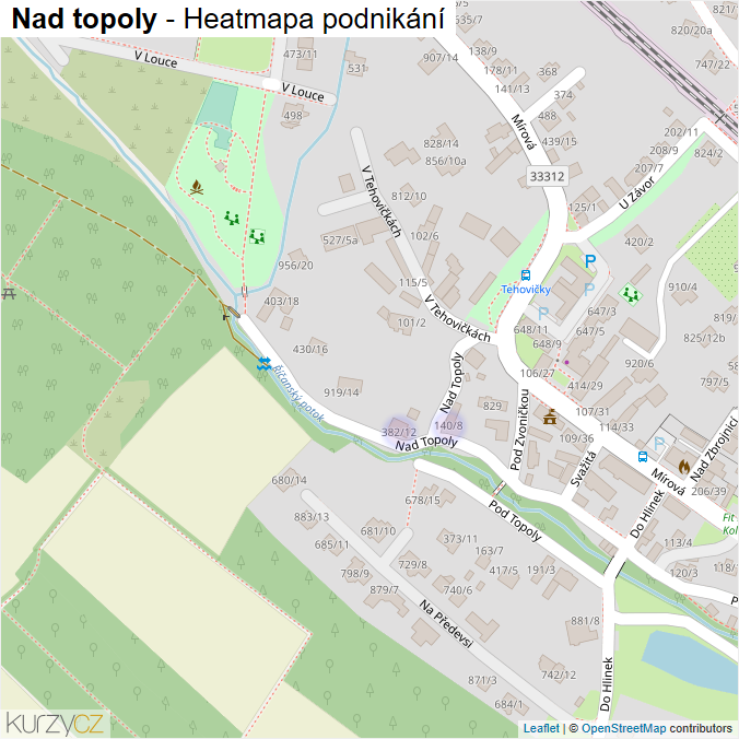 Mapa Nad topoly - Firmy v ulici.
