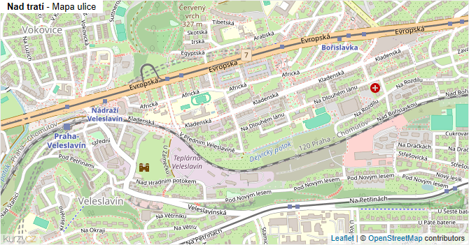 Nad tratí - mapa ulice