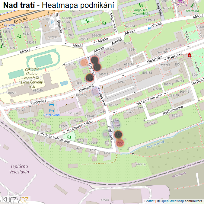 Mapa Nad tratí - Firmy v ulici.