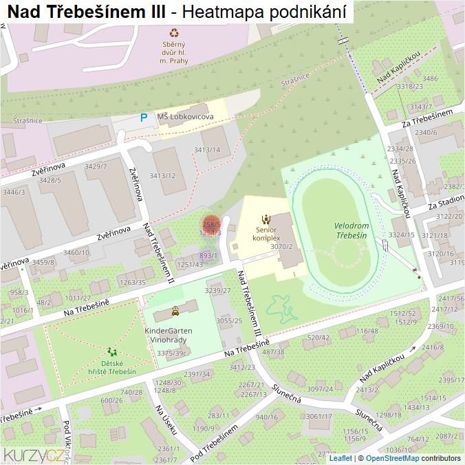 Mapa Nad Třebešínem III - Firmy v ulici.