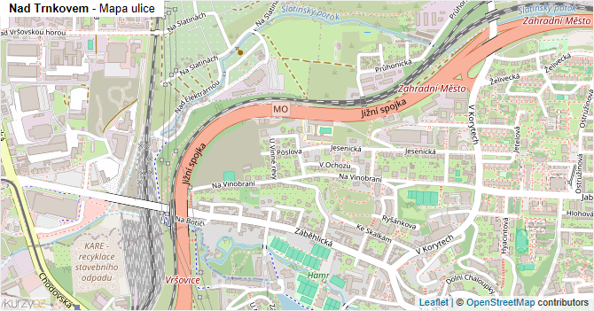 Nad Trnkovem - mapa ulice