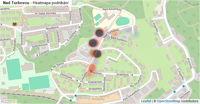 Nad Turbovou - mapa podnikání