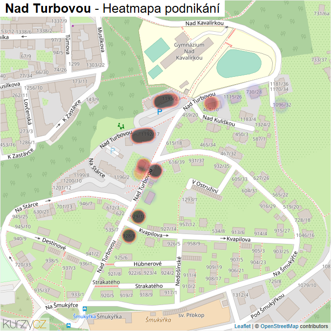 Mapa Nad Turbovou - Firmy v ulici.