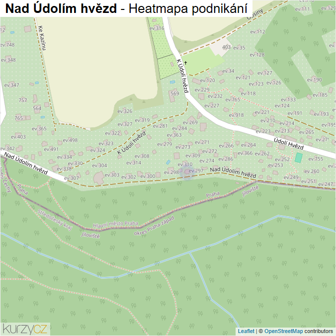 Mapa Nad Údolím hvězd - Firmy v ulici.