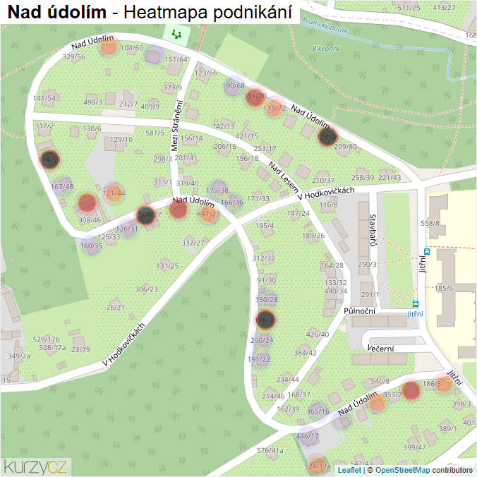 Mapa Nad údolím - Firmy v ulici.
