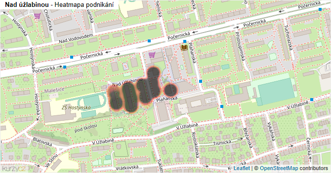 Nad úžlabinou - mapa podnikání