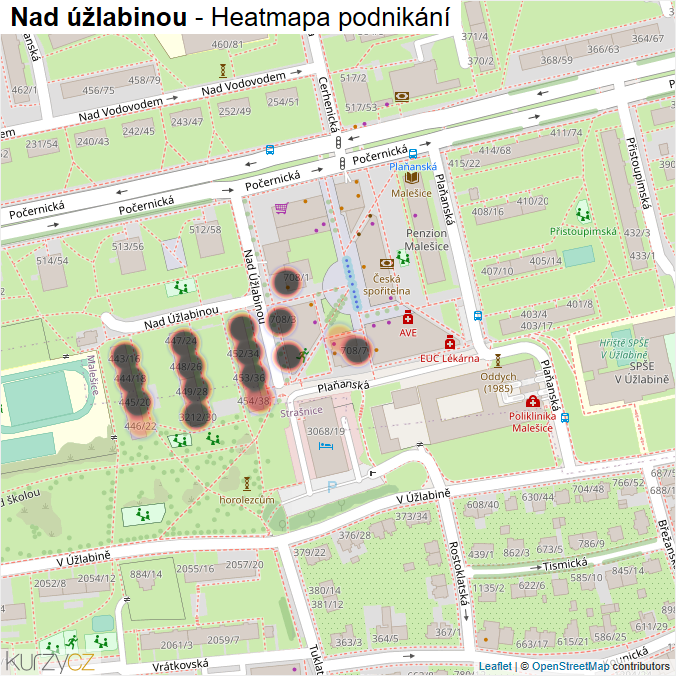 Mapa Nad úžlabinou - Firmy v ulici.