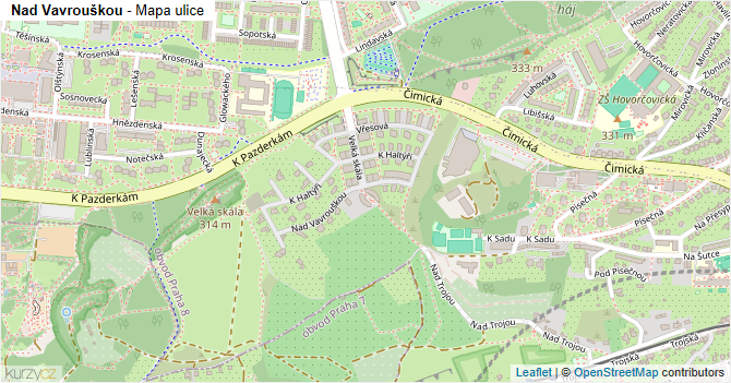 Nad Vavrouškou - mapa ulice