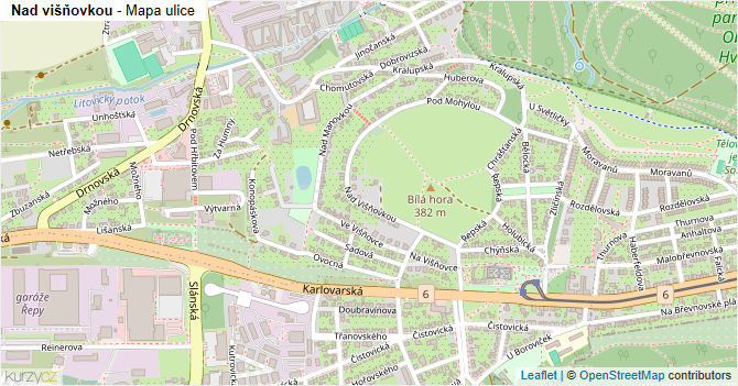 Nad višňovkou - mapa ulice