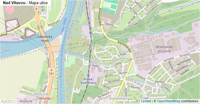 Nad Vltavou - mapa ulice