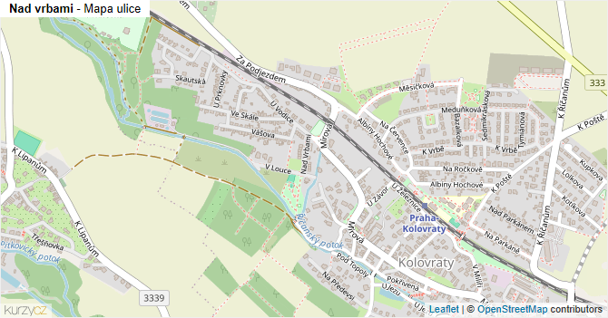 Nad vrbami - mapa ulice