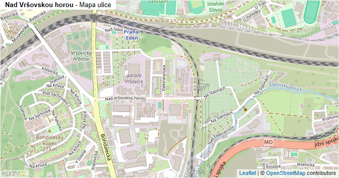 Nad Vršovskou horou - mapa ulice