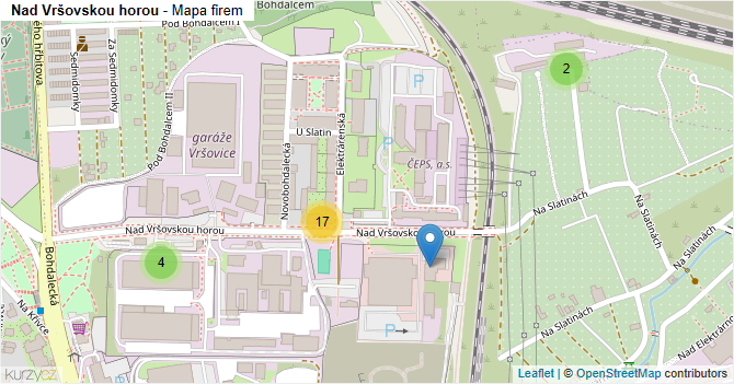Nad Vršovskou horou - mapa firem