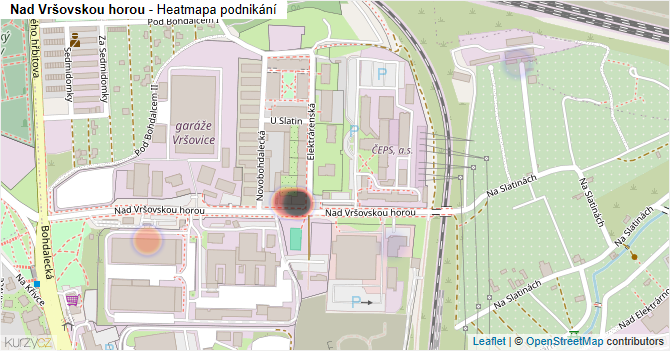 Nad Vršovskou horou - mapa podnikání