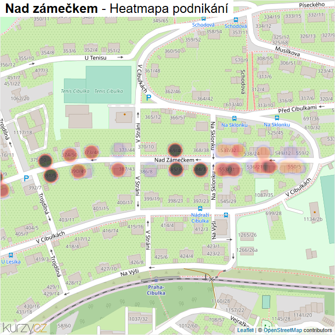 Mapa Nad zámečkem - Firmy v ulici.
