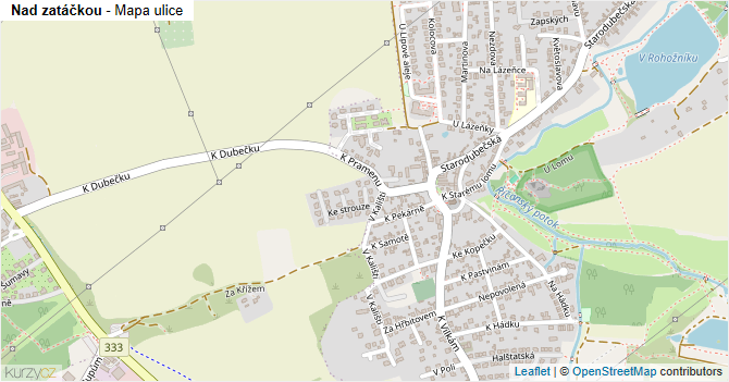 Nad zatáčkou - mapa ulice