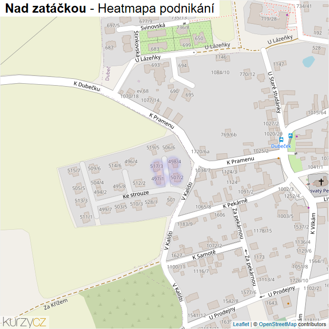Mapa Nad zatáčkou - Firmy v ulici.