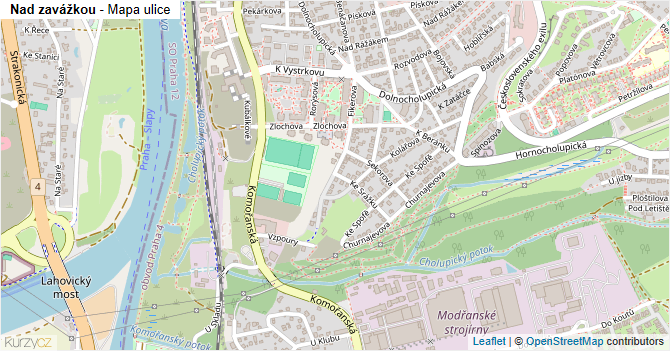 Nad zavážkou - mapa ulice