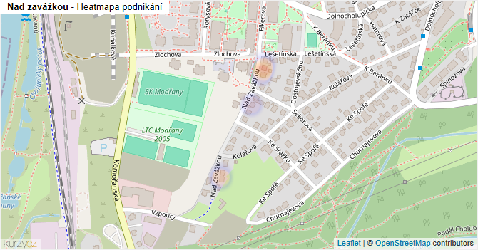 Nad zavážkou - mapa podnikání