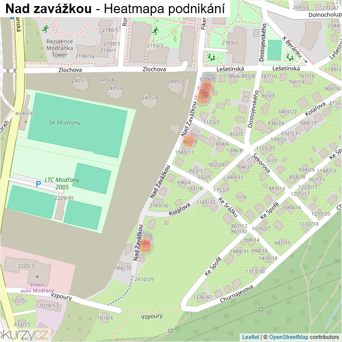 Mapa Nad zavážkou - Firmy v ulici.