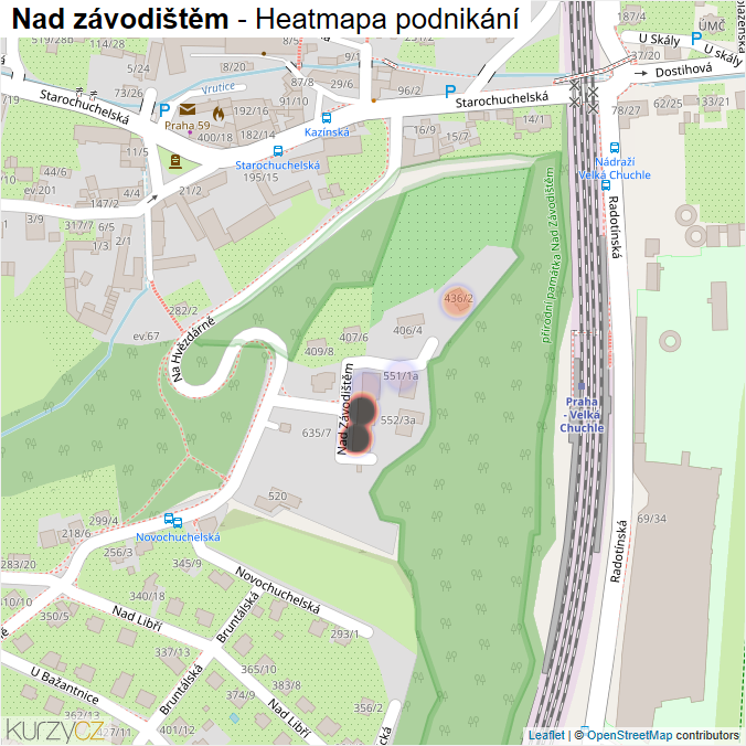 Mapa Nad závodištěm - Firmy v ulici.