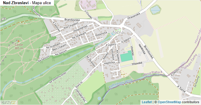 Nad Zbraslaví - mapa ulice
