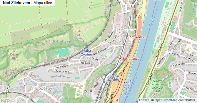 Nad Zlíchovem - mapa ulice