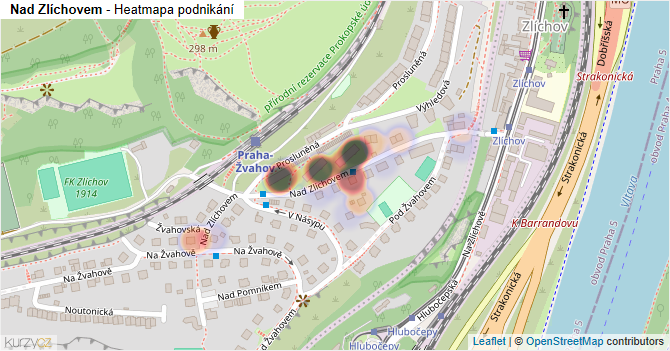 Nad Zlíchovem - mapa podnikání
