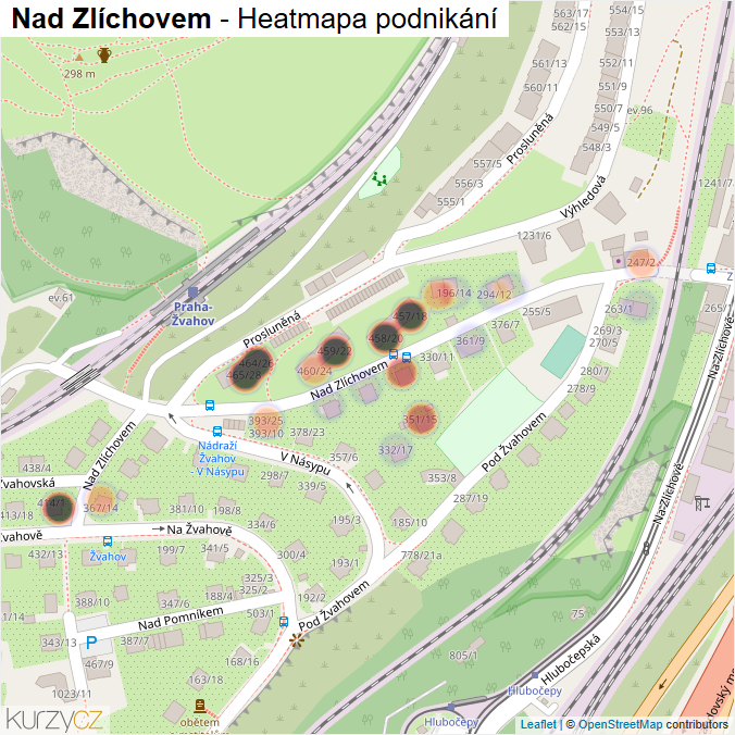 Mapa Nad Zlíchovem - Firmy v ulici.