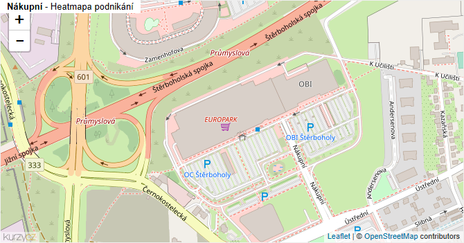 Nákupní - mapa podnikání