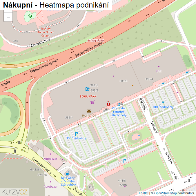 Mapa Nákupní - Firmy v ulici.