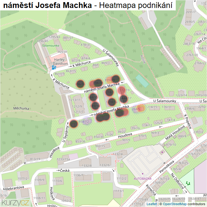 Mapa náměstí Josefa Machka - Firmy v ulici.