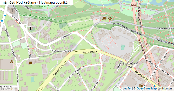 náměstí Pod kaštany - mapa podnikání