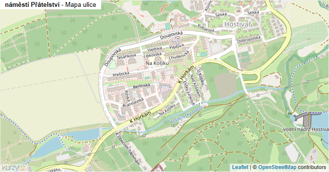 náměstí Přátelství - mapa ulice
