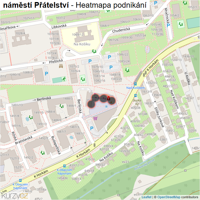 Mapa náměstí Přátelství - Firmy v ulici.