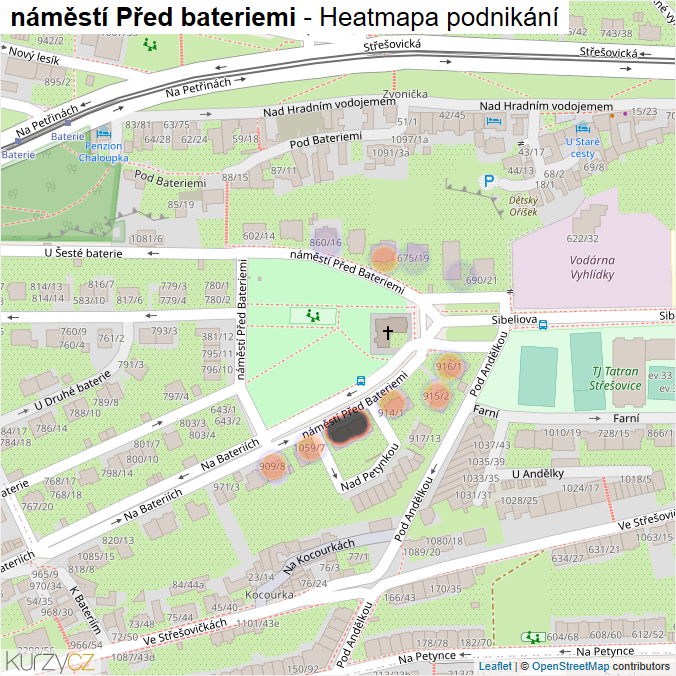 Mapa náměstí Před bateriemi - Firmy v ulici.