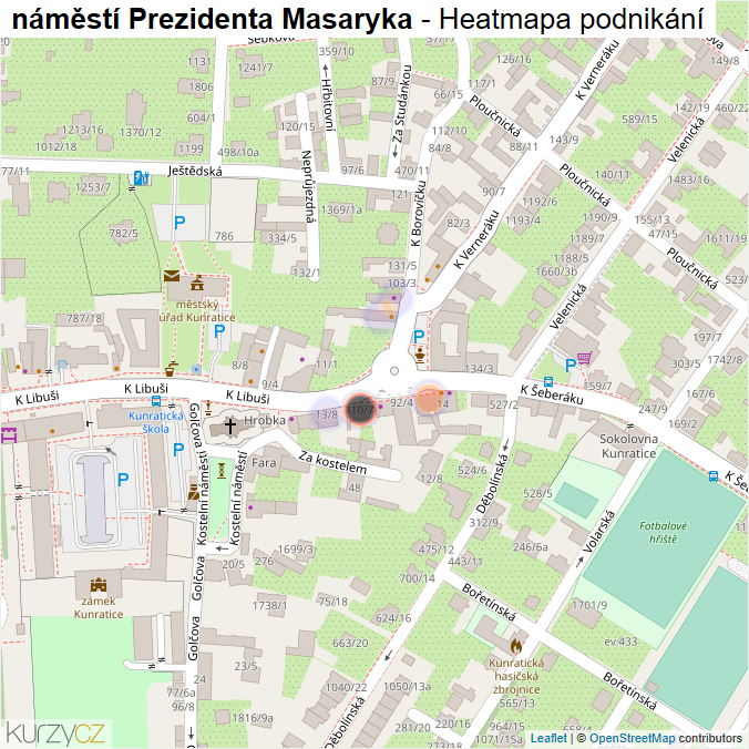 Mapa náměstí Prezidenta Masaryka - Firmy v ulici.