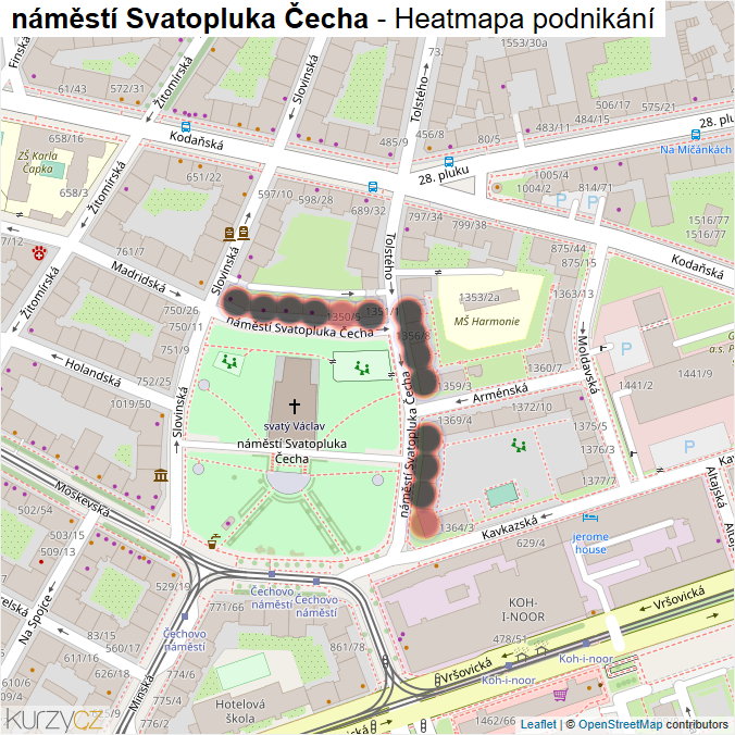 Mapa náměstí Svatopluka Čecha - Firmy v ulici.