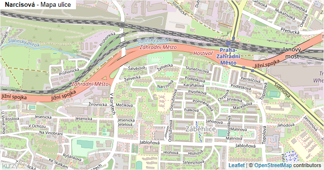 Narcisová - mapa ulice