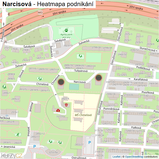 Mapa Narcisová - Firmy v ulici.