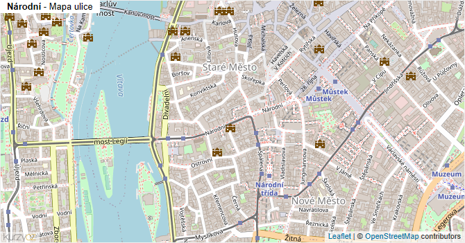 Národní - mapa ulice