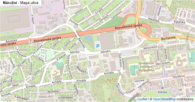 Nárožní - mapa ulice