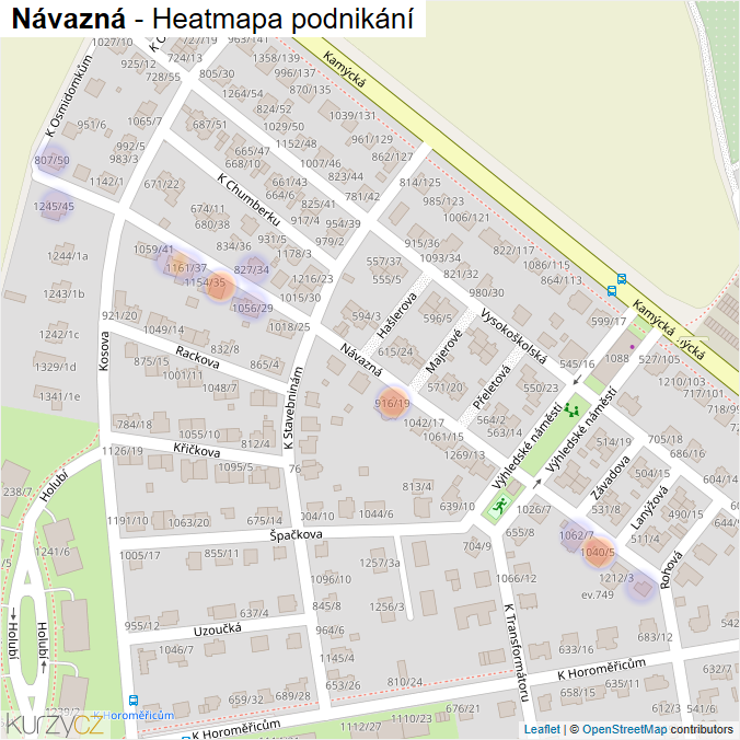 Mapa Návazná - Firmy v ulici.