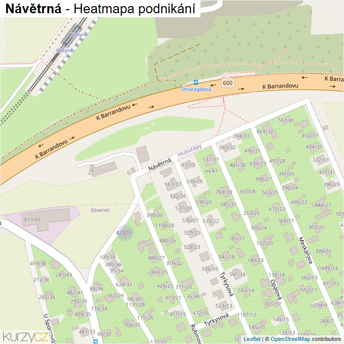 Mapa Návětrná - Firmy v ulici.