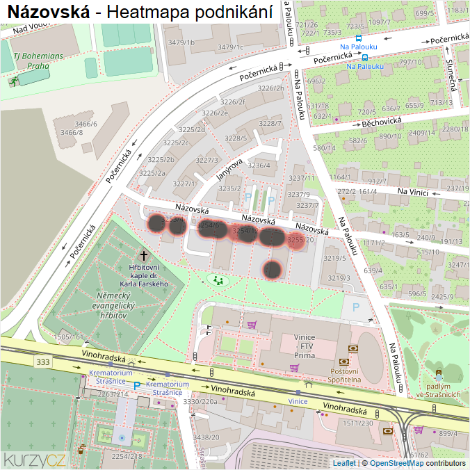 Mapa Názovská - Firmy v ulici.