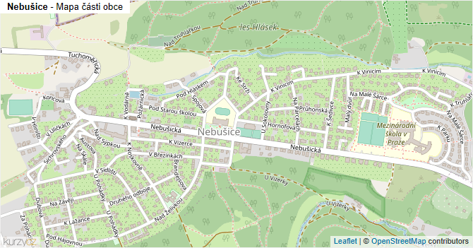Nebušice - mapa části obce