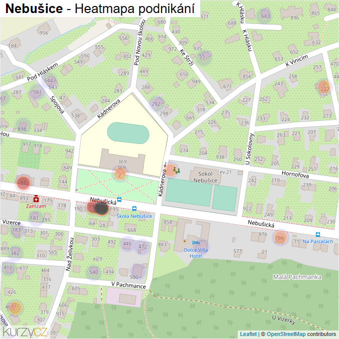 Mapa Nebušice - Firmy v části obce.
