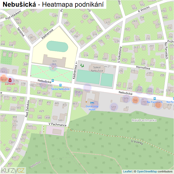 Mapa Nebušická - Firmy v ulici.